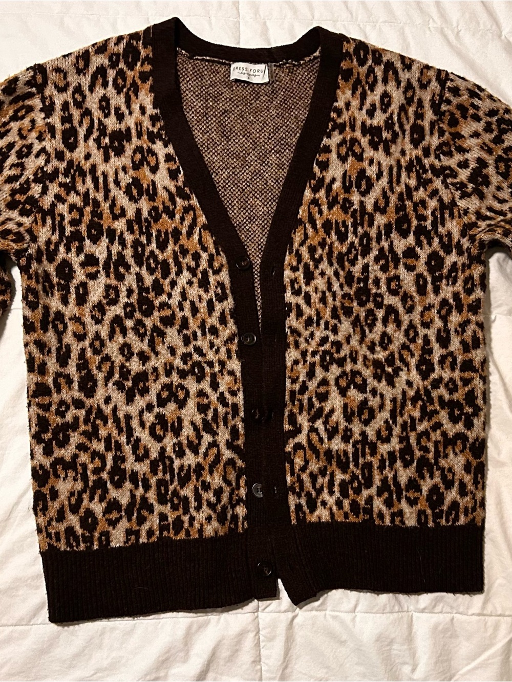 Dress Forum Leopard Print V-Neck Cardigan - Brown/Tan